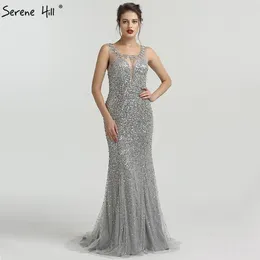 Party Dresses Grey Luxury Sleeveless Sexy Evening 2024 Elegant Mermaid Sequined Sparkle Gowns Serene Hill LA6580