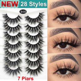 False Eyelashes Cat Eye Fluffy Faux Mink Lashes 8D Wispy Dramatic Long Thick Volume 3D 5D Natural Fake Eyelash 7 Pairs Multipack 28 Styles 967