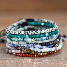 Strands Simple Yoga Bohemia Natural Stone Beads Adjustable Bracelet Stretch Tibetan Gemstones Dainty Bracelets for Women Dropshipping