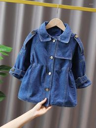 Jackets Girls' Outerwear Spring And Autumn 2024 Baby Girls Clothes Hoodies Tops Clothing Loungewear Jeans 2 To 8 Years