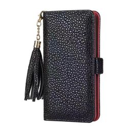 Tassel Magnetic Folio Phone Case for iPhone 13 12 Mini 11 Pro Max XR XS 7 8 Plus SE Multiple Card Slots Matte Leather Wallet Clutc7791878