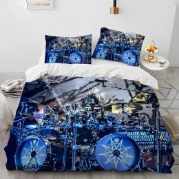 sets Drum Kit Music Instruments Guitar Comforter Bedding Set,Duvet Cover Bed Set Quilt Cover Pillowcase,King Queen Size Bedding Set