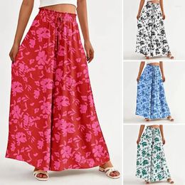 Women's Pants Elegant Women Trousers Stylish Wide Leg Palazzo With Pockets For Casual Lounge Beach Wear High Waist Leisure