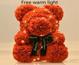 40cm Bear of Roses with LED Gift Box Teddy Rose Soap Foam Flower Artificial Gifts for Women Valentines6358750