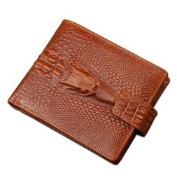 Baellerry High Quality Mens Genuine Leather Short Section Dark Button Money Clip Purse Wallet Crocodile Pattern7757587