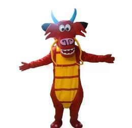 2024 Attractive Mushu dragon mascot costume Cartoon Character Outfits Suit Furry Suits Halloween Carnival Birthday Party Dress