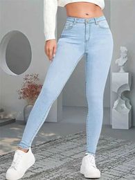 Women's Jeans Women Stretch Skinny Jeans Lady Slim Fit Pencil Jeans Girls Leggings Straight Leg Denim Pants Blue Gray Black Sexy Long Trousers 240423