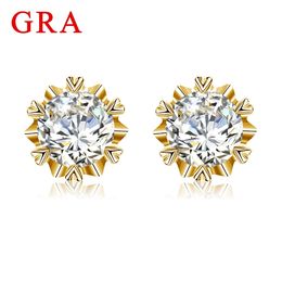 With Certificate D Color 65mm 1CT Earrings For Woman Yellow Gold Top Quality Pass Diamond Test Wedding jewellery 240403