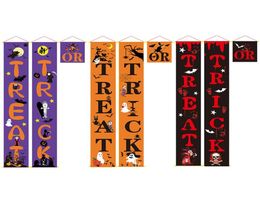 Trick or Treat Halloween Porch Sign Banner for Front Door or Indoor Home Decor Welcome Signs Couplet Halloween Decorations JK1909X2800147