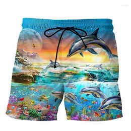 Men's Shorts 3d Printed Dolphin Short Pants Summer Sea Animal Graphics Street Fashion Swim Trunks Casual Hip-hop Beach