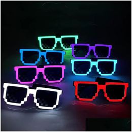 Party Favor Wireless Led Light Up Glasses Pixel Sunglasses Favors Glow In The Dark Neon For Rave Halloween Drop Delivery Home Garden F Otot7