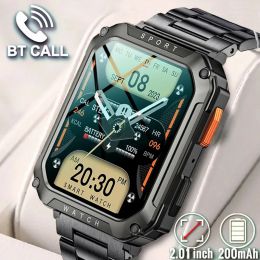 Watches Rugged Military Men Smart Watch For Android IOS Ftiness Watches IP67 Waterproof 2.01'' AI Voice Bluetooth Call Smartwatch 2023