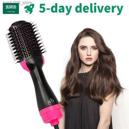 Curling Irons LISAPRO hot air brush and one-step hair dryer and volumetric 1000W hair dryer soft touch pink styling gift and curler straightener Q240425