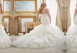 Tiered Skirts Vintage Wedding Dresses mermaid sweetheart neckline tulle Wave Details Bridal Gown Bridal Gowns6662662