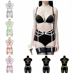 Bras Sets Bandage Hollow Women Halloween Clothing Retro Style Harness Bra Sexy Lingerie Full Body Bondage Gothic Cage Waist Garters