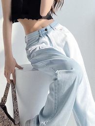 Women's Jeans In Pants Spring Aautumn Loose Straight Tube Light Color Wide Leg Thin Style High Waist Slim Trousers