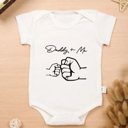 One-Pieces Daddy and Me Printed Newborn Jumpsuit Fashion Home Pyjamas Summer White Cotton Sof Infant Creeper One Piece Boys Girls Clothing