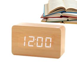 Clocks Wooden Digital Alarm Clock Digital Alarm Clock Weekday/Weekend Mode Large Display Sound Control Wood Made Electric Clocks For