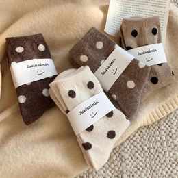 Women Socks Autumn Winter Polka Dot Ladies Fashion Cotton In Tube Women'S Stockings Breathable Thick Flower Cute