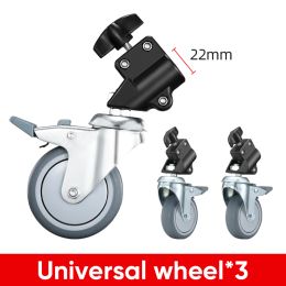 Tripods SOONPHO 3 PCS Tripod Wheel Heavy Duty 22 MM Diameter Metal For Photography Photo Century Foldable Light Stand Tripod Magic Leg