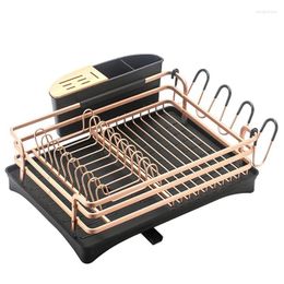 Kitchen Storage Home Aluminium Dish Drying Rack Apartment Bowl Cup Tableware Draining Organiser Dishes Holder Stand
