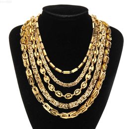 Qanxi Factory Hot Sales Wholesale Fashion 18k Gold Plated Stainless Steel Cool Punk Hip Hop Necklaces Jewellery for Men