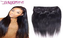 Brazilian Virgin Human Hair Clip In Hair Extensions Queen Straight Weaves Unprocessed 1228 Inches Natural Black3285634