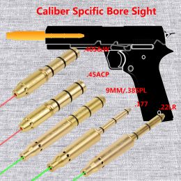 Optics Tactical 9mm .38spl .177 .22LR .223Rem .45ACP .40S&W Cal Green Red Dot Laser Pointer Bore Sight Cartridge Boresighter