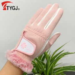 Gloves TTYGJ winter women's warm gloves in autumn and winter, wrist guards, antislip cashmere golf gloves