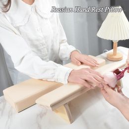 Pillow Russian Hand Rest Pillow Solid Wood Bevelled Nail Art Hand Pillow Set Manicure Table Hand Cushion Pillow Nail Art Stand 2Pcs Kit