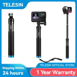 Sticks TELESIN Aluminum Alloy Extendable Handheld Selfie Stick Telescoping Pole for GoPro Hero 12 11 10 9 8 7 6 5 Insta360 Osmo Action