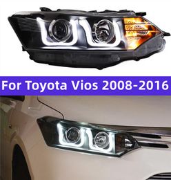 Car Lights Assembly for Toyota Vios LED Headlight 20 08-20 16 DRL Turn Signal High Beam Angel Eye Head Lamp