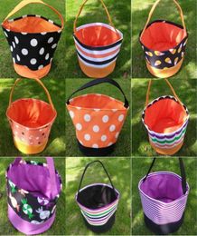 Halloween Party Bucket Polka Dot Bat Striped Polyester Candy Collection Bag 12 Designs Trick or Treat Pumpkin Bags1433962