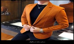 Wool Blend Blazer Men 3 Solid Color Black Grey Orange Business Casual Mens Vintage Blazer Suit Jacket Men Male Suit Coat Plus Siz3939815