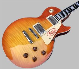 China E -Gitarre OEM Shop G Stan Dard E -Gitarre R9 Les Vos Flame Maple Top Elektrische Paul Gitarre Rotbraune Farbe 258