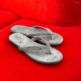 Slippers 2024 Top Quality Spring/Summer Velvet Upper Simple Exquisite Fashionable Full Score Sole Imported Cowhide