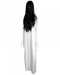 Party Masks Scary Ghost Costume Exquisite Ghost Bride Dress Halloween Horror Cosplay Costume White Sadako Cosplay Suit 2209279836730