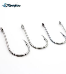 Rompin 100pcslot fishing hooks High carbon steel Carbon Black Bait Holder Fish Hook Set High quality barbed4476209