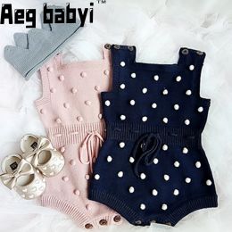 One-Pieces Baby Knitted Clothes Autumn Knit Baby Rompers Girl Pompom Baby Girl Romper Boys Jumpsuit Overall Newborn Infant Baby Clothes