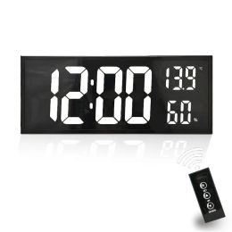 Clocks 16Inch Digital Wall Clock with Remote Control Temperature Humidity Night Mode Table Clock 12/24H Electronic Wallmount LED Clock