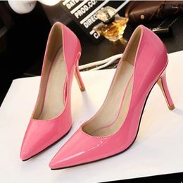 Dress Shoes Nude Color Women Patent Leather Pointed Toe Slip-on Stiletto High Heels Sexy Daily Wear Work Pumps Small/large Size 31-43