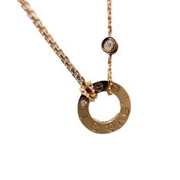 Designer trend Carter Cake Roman Double Ring Necklace Gold Plated 18K Interlocking Pendant with Collar Chain for Women