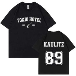 Men's T-Shirts Camiseta masculina de manga curta algodo puro banda rock Tokio Hotel Kaulitz blusa punk strtwear moda hip-hop 2023 H240425