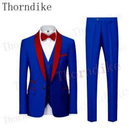 Jackets Thorndike High Quality Men Formal Slim Fit Tuxedo Prom Suit / Male Groom Wedding Blazers Best Man Set Jacket Vest Pants