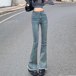 Women's Jeans Vintage Flare High Waist Stretch Denim Casual Solid Bodycon Work Long Bell Bottoms 2024 Fashion Y2K Streetwear