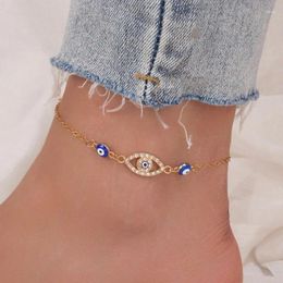 Anklets Turkish Lucky Demon Blue Eye Charm Anklet Cross Love Heart Dragonfly Foot Chain For Women Summer Beach Jewellery Gifts