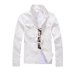 Autumn Korean Version Denim Jacket Trendy Mens Slim Fit Long Sleeved Denim Jacket Mens White Washed Denim Jacket 240421