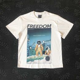 Men's T-Shirts Frog Drift Street Luxury Brand SAINT MICHAEL Astronaut Graphics Printed Vintage Clothing 100%Cotton Tops Tee T Shirt For MenQ240425