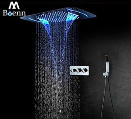 Bathroom Shower Heads Rainfall Shower System Stainless Steel 580x380mm LED Mist Panel Systems Cold 4 Functions Mixer Valve Cei6083122