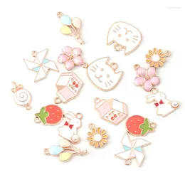 Charms 10pcs/Lot Mix Alloy Drop Oil Colourful Cute Enamel Pendant For DIY Bracelet Necklace Jewellery Making Accessories Component